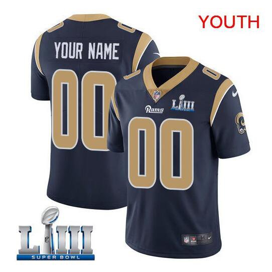Custom Youth Rams Super Bowl LIII Limited Jersey Navy