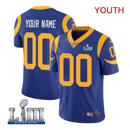Custom Youth Rams Super Bowl LIII Limited Jersey Royal