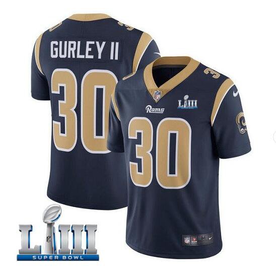 Men's Todd Gurley II #30 Rams Super Bowl LIII Limited Player Jersey Navy