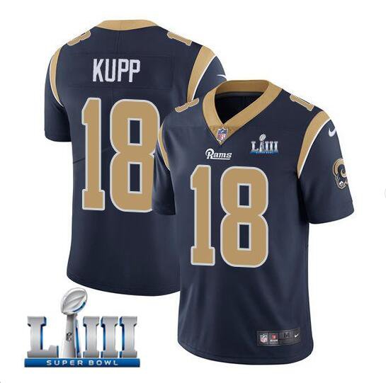 Men's Cooper Kupp #18 Rams Super Bowl LIII Limited Player Jersey Navy