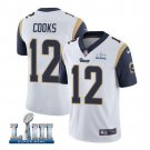 Men's Brandin Cooks #12 Rams Super Bowl LIII Limited Player Jersey White