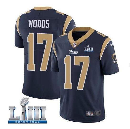 Men's Robert Woods #17 Rams Super Bowl LIII Limited Player Jersey Navy