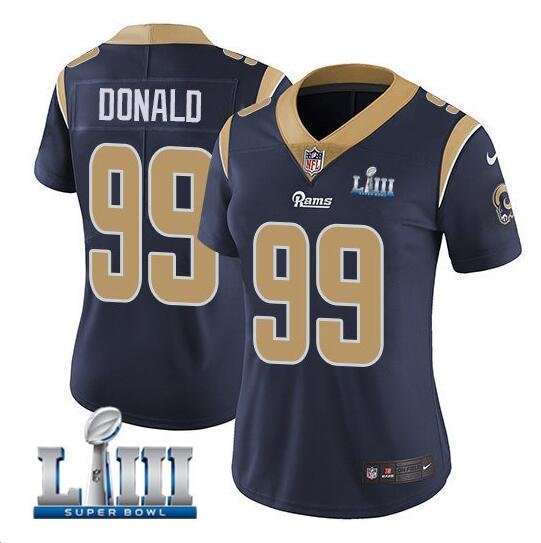 Women's Aaron Donald #99 Rams Super Bowl LIII Limited Player Jersey Navy