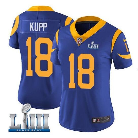 Women's Cooper Kupp #18 Rams Super Bowl LIII Limited Player Jersey Royal