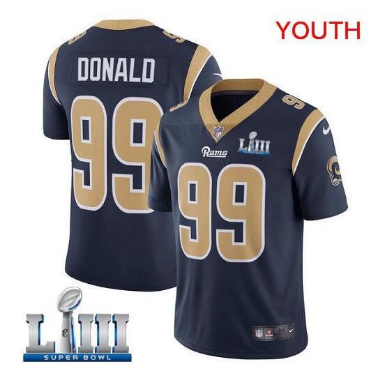 Youth Aaron Donald #99 Rams Super Bowl LIII Limited Player Jersey Navy