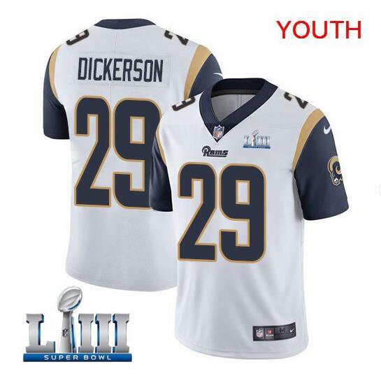 Youth Eric Dickerson #29 Rams Super Bowl LIII Limited Player Jersey White