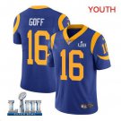 Youth Jared Goff #16 Rams Super Bowl LIII Limited Player Jersey Royal