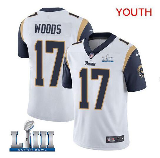 Youth Robert Woods #17 Rams Super Bowl LIII Limited Player Jersey White