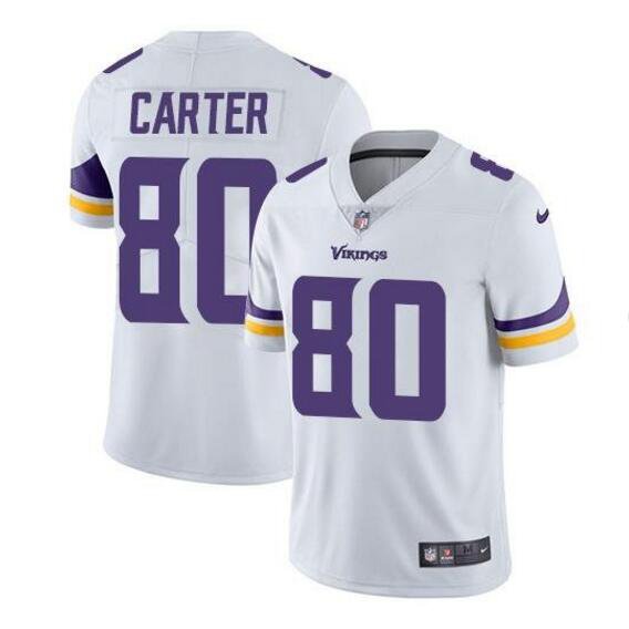 Men's Cris Carter #80 Vikings Limited Player Jersey White