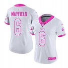 Women's Baker Mayfield #6 Browns Limited Player Jersey White pink
