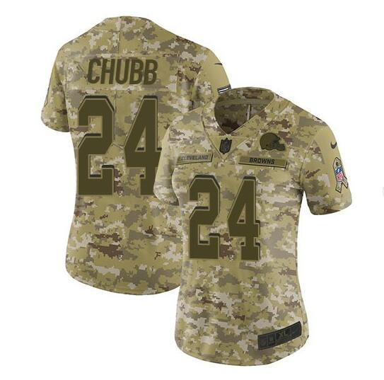 Women's Nick Chubb #24 Browns Salute to Service Limited Player Jersey Camo
