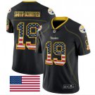 Men's JuJu Smith-Schuster #19 Steelers Limited Player Jersey Black USA Flag
