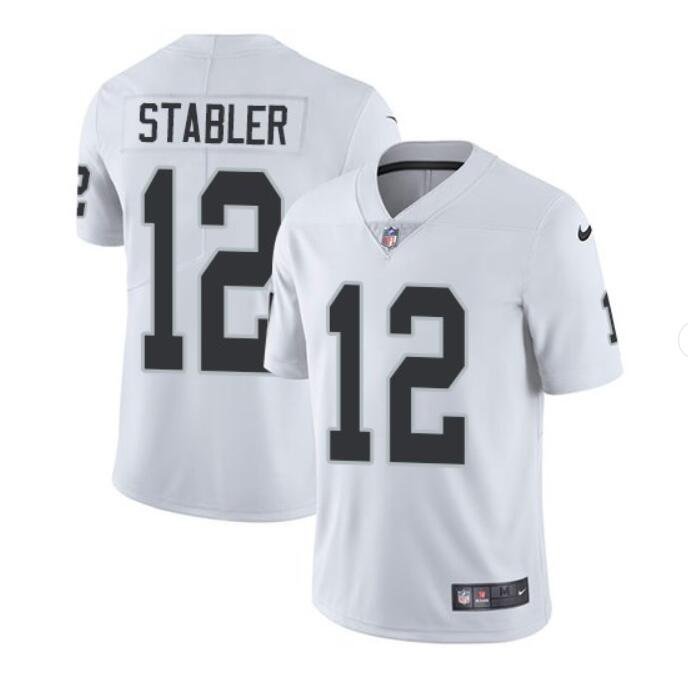 Men's Kenny Stabler #12 Raiders Limited Player Jersey White