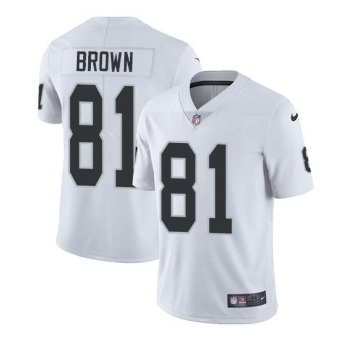 Men's Tim Brown #81 Raiders Limited Player Jersey White