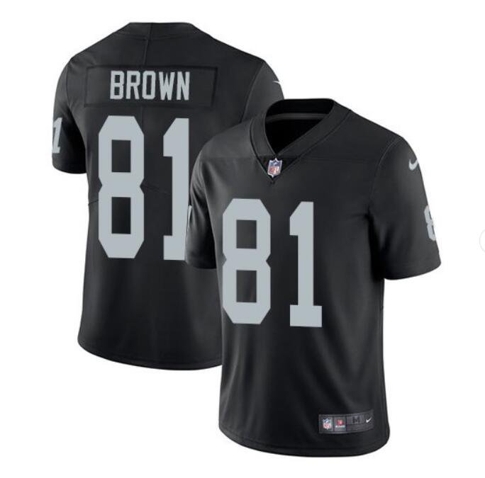 Men's Tim Brown #81 Raiders Limited Player Jersey Black