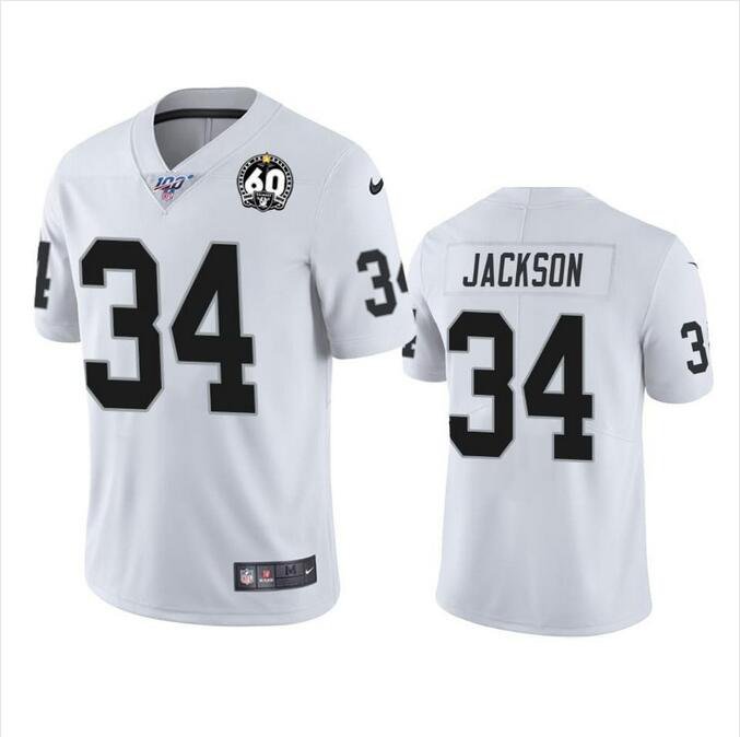 Men's Bo Jackson #34 Raiders 60th Anniversary Limited Player Jersey White