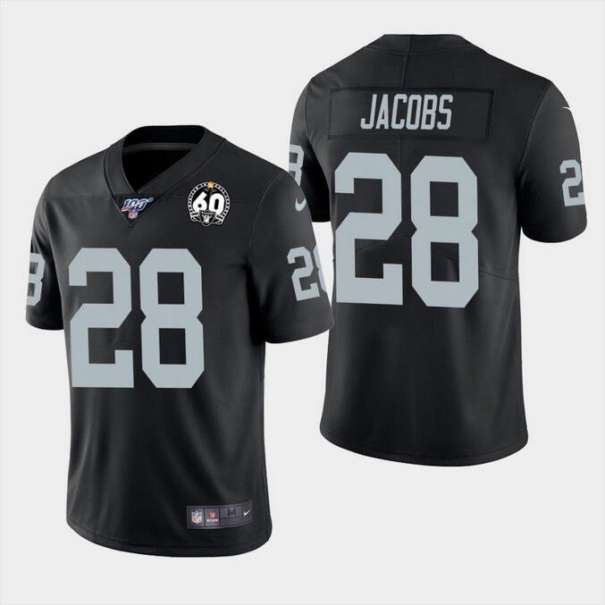 Men's Josh Jacobs #28 Raiders 60th Anniversary Limited Player Jersey Black