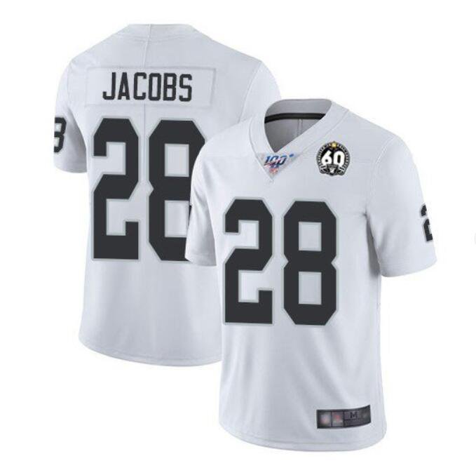 Men's Josh Jacobs #28 Raiders 60th Anniversary Limited Player Jersey White