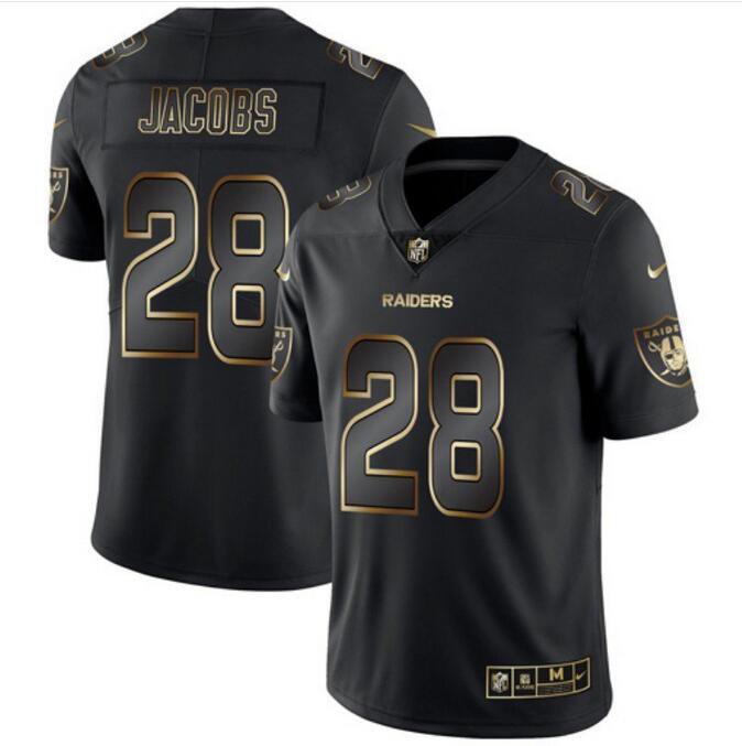 Men's Josh Jacobs #28 Raiders Limited Player Jersey Black Gold Edition