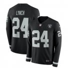 Men's Marshawn Lynch #24 Raiders Therma Long Sleeve Player Jersey Black
