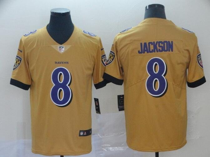 Men's Lamar Jackson #8 Ravens Inverted Legend Player Jersey Gold