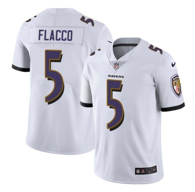 Men's Joe Flacco #5 Ravens Limited Player Jersey White