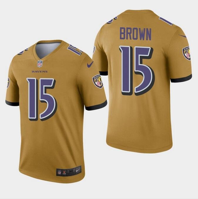 Men's Michael Crabtree #15 Ravens Inverted Legend Player Jersey Gold