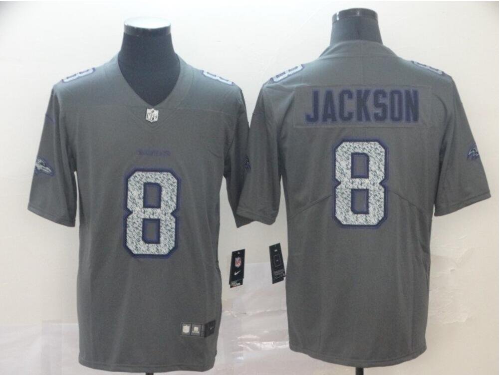 Men's Lamar Jackson #8 Ravens Static Limited Player Jersey Gray