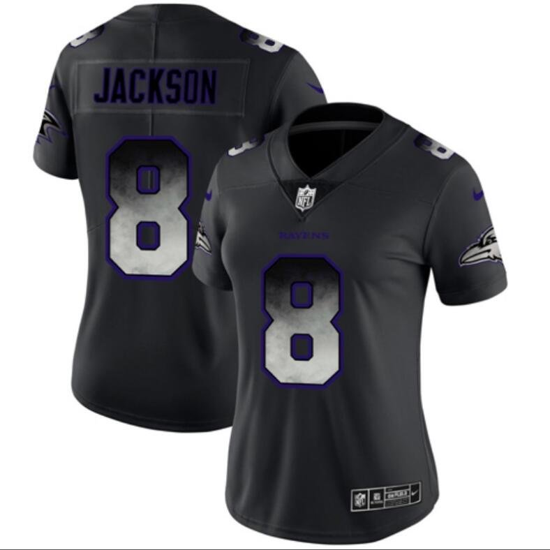 Women's Lamar Jackson #8 Ravens 2019 Limited Player Jersey Black Smoke Fashion