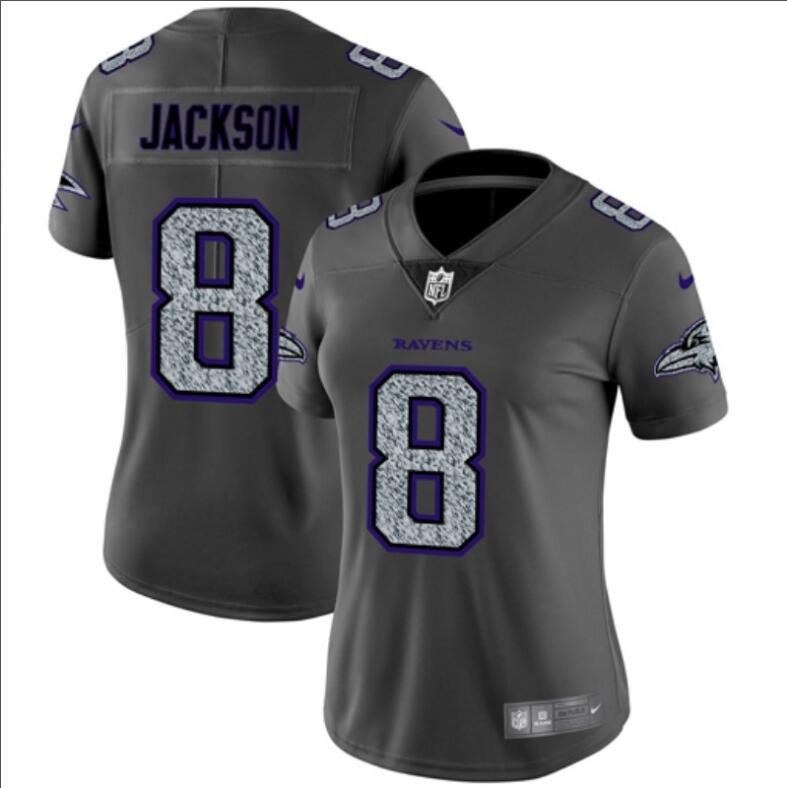 Women's Lamar Jackson #8 Ravens Static Limited Player Jersey Gray