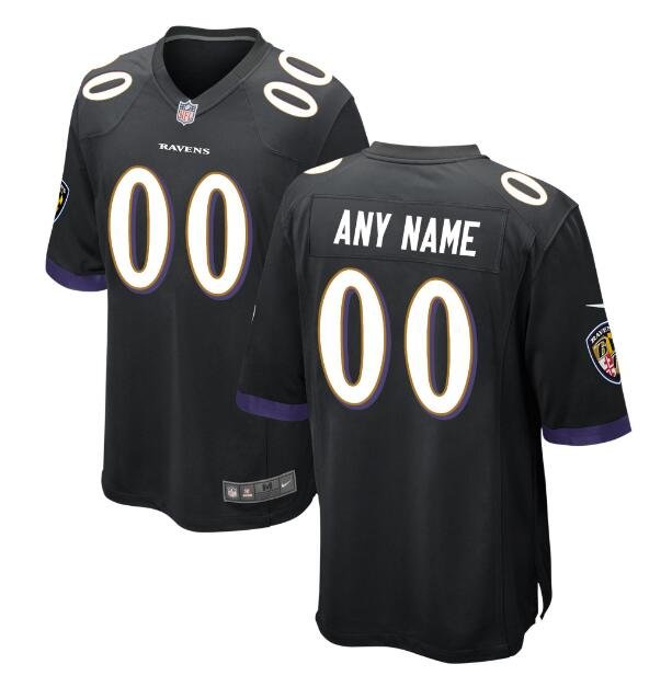 Custom Men's Ravens Limited Player Jersey Black