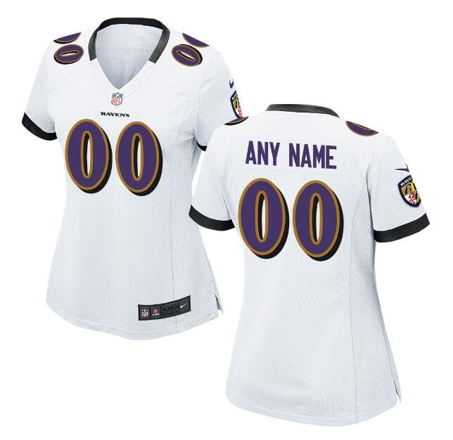 Custom Women's Ravens Limited Jersey White