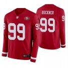 Men's DeForest Buckner #99 49ers Therma Long Sleeve Player Jersey Red
