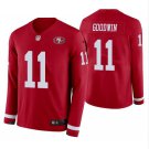 Men's Marquise Goodwin #11 49ers Therma Long Sleeve Player Jersey Red