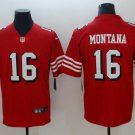 Men's Joe Montana #16 49ers Color Rush Limited Player Jersey Red