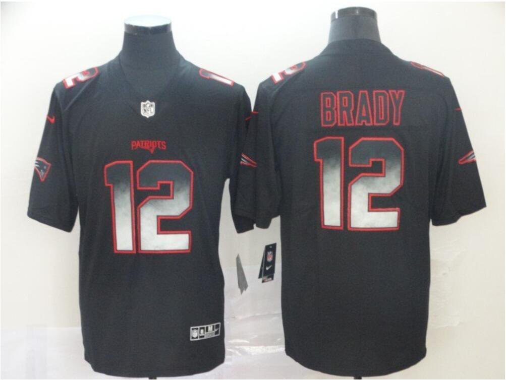 Men's Tom Brady #12 Patriots Static Limited Player Jersey Black Smoke Fashion
