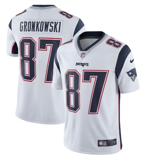 Men's Rob Gronkowski #87 Patriots Limited Player Jersey White