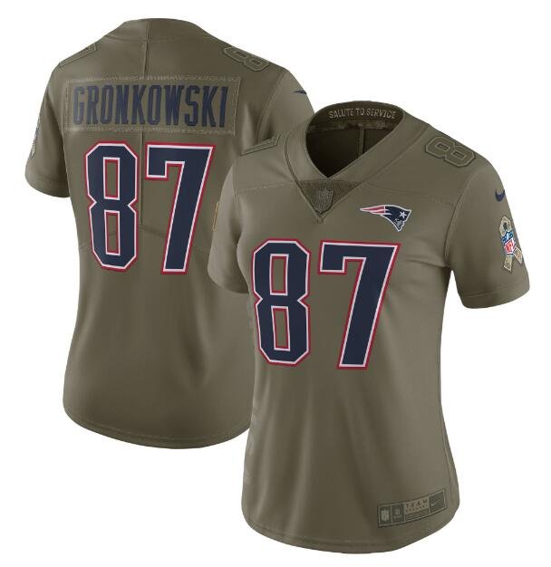 Women's Rob Gronkowski #87 Patriots Limited Player Jersey Olive