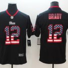 Men's Tom Brady #12 Patriots Limited Player Jersey Black USA Flag