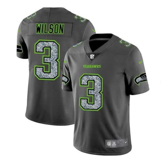 Men's Russell Wilson #3 Seahawks Static Limited Player Jersey Gray
