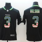 Men's Russell Wilson #3 Seahawks Limited Player Jersey Black USA Flag