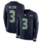 Men's Russell Wilson #3 Seahawks Therma Long Sleeve Player Jersey Navy
