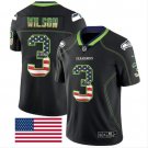 Men's Russell Wilson #3 Seahawks Limited Player Jersey Black USA Flag