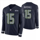 Men's Jermaine Kearse #15 Seahawks Therma Long Sleeve Player Jersey Navy