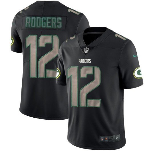 Men's Aaron Rodgers #12 Packers Limited Player Jersey Black Hyphenation