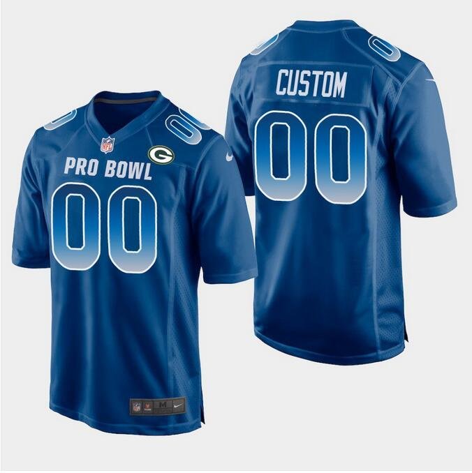 Custom Men's Packers NFC 2019 Pro Bowl Game Jersey Blue