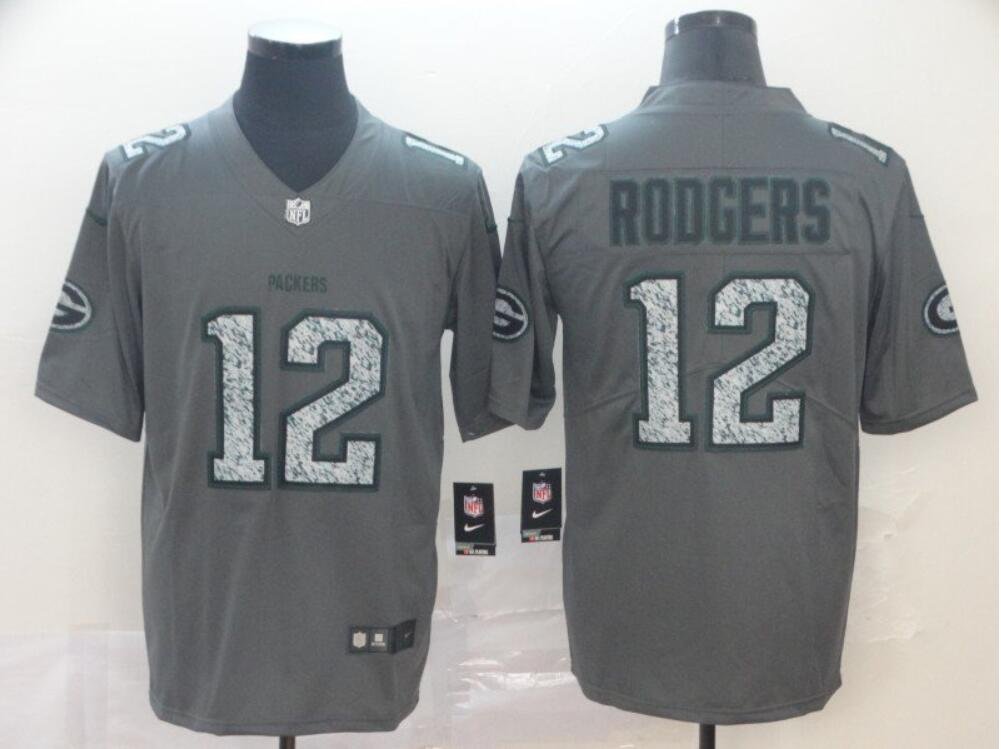 Men's Aaron Rodgers #12 Packers Static Limited Player Jersey Gray