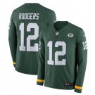 Men's Aaron Rodgers #12 Packers Therma Long Sleeve Player Jersey Green