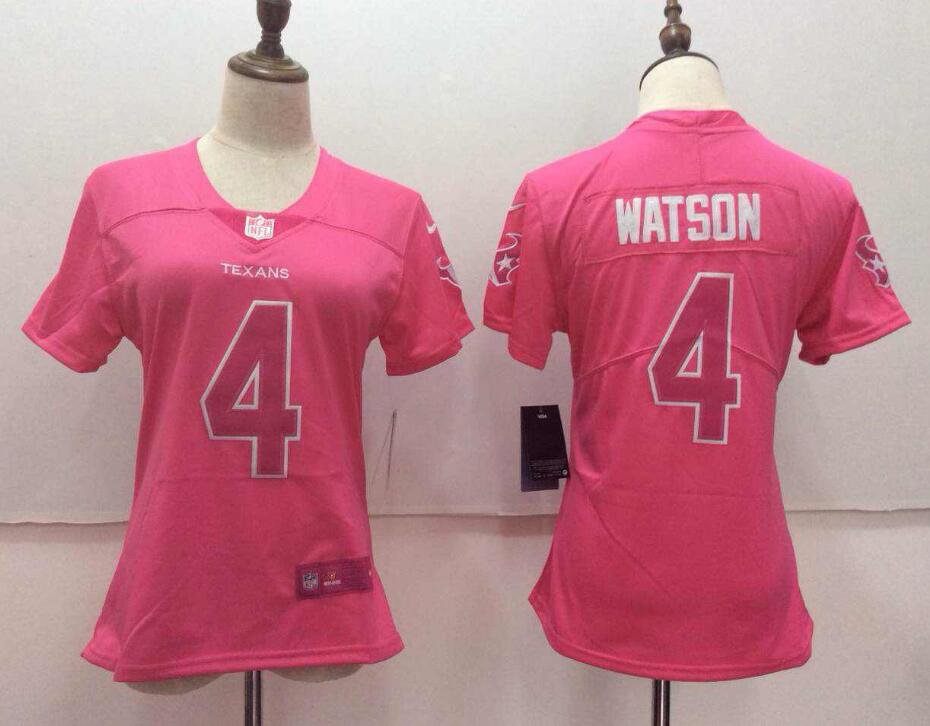 Women's Deshaun Watson #4 Texans Limited Player Jersey Pink