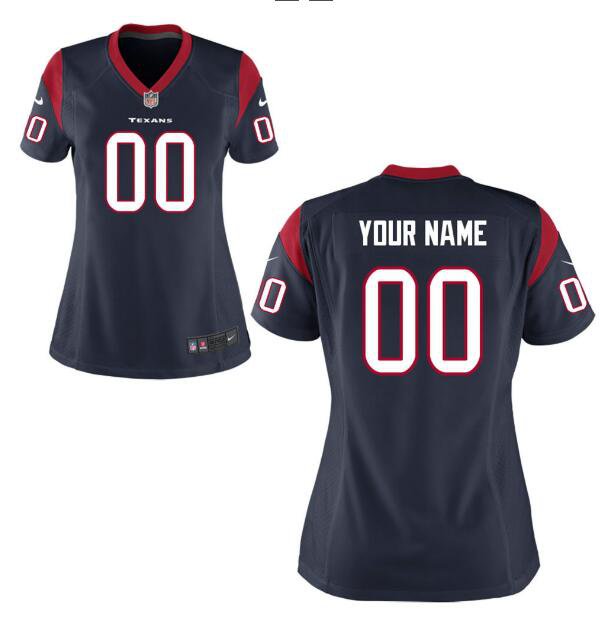 Custom Women's Texans Limited Jersey Navy